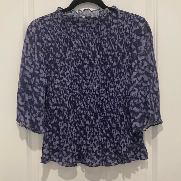 & Other Stories Blue Floral Smocked Blouse in Women's Size 12 - Picture 2 of 9